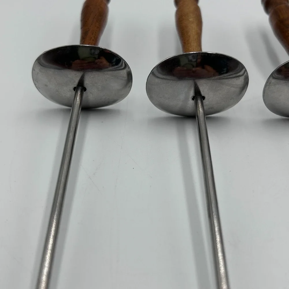 MCM Edelstahl Rostfrei Fondue Forks 6 Ea Germany Stainless Steel 2Prong Wood 11